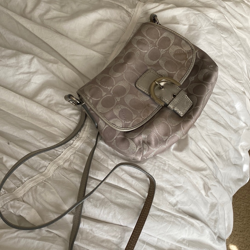 Silver Coach crossbody bag